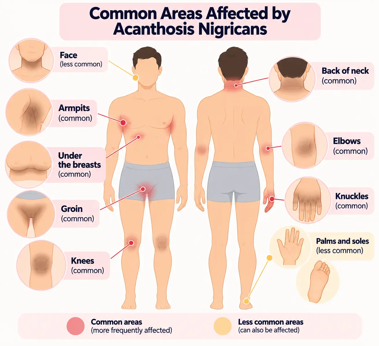 Common areas affected by Acanthosis Nigricans
