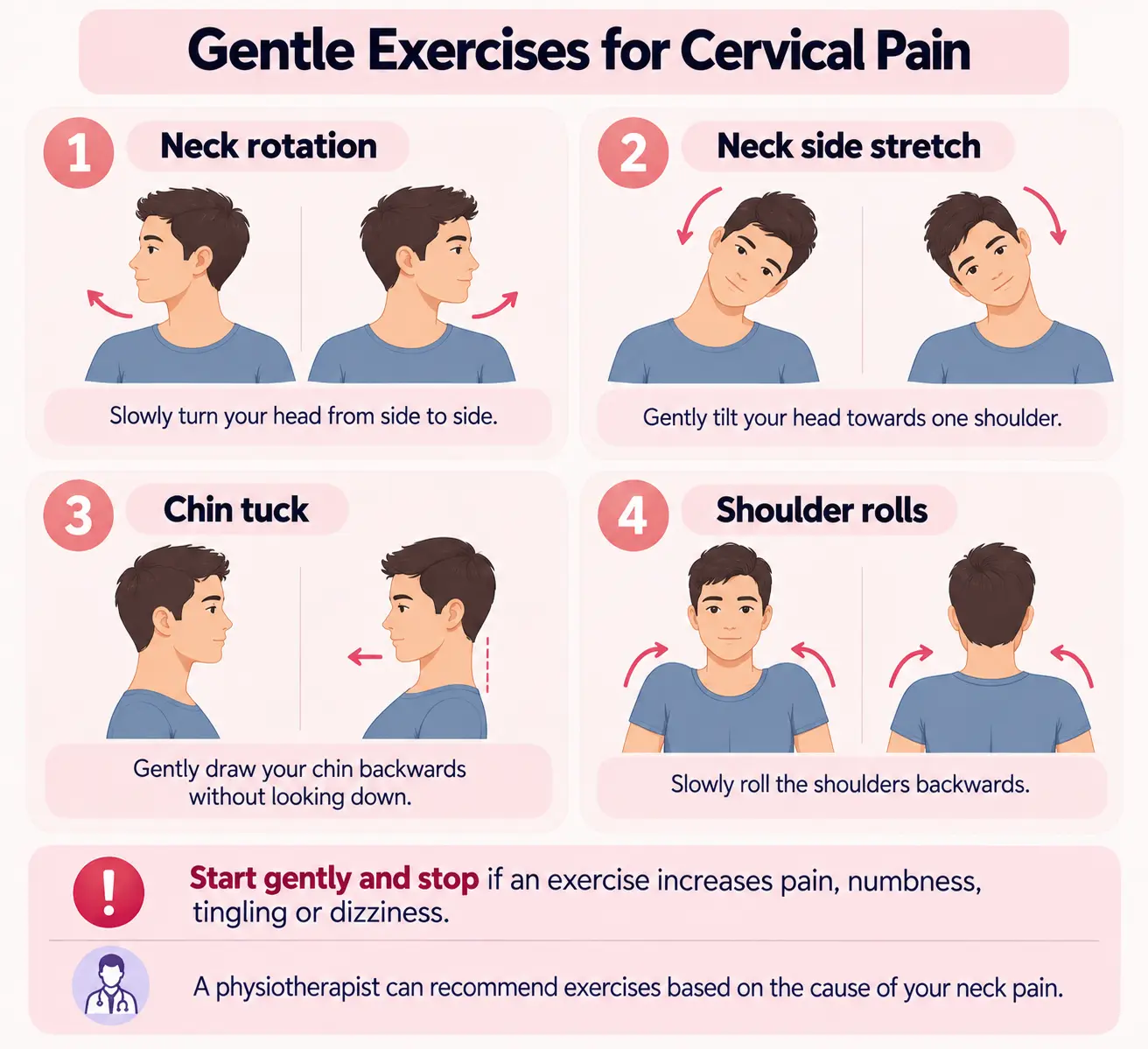Gentle exercise for cervical pain