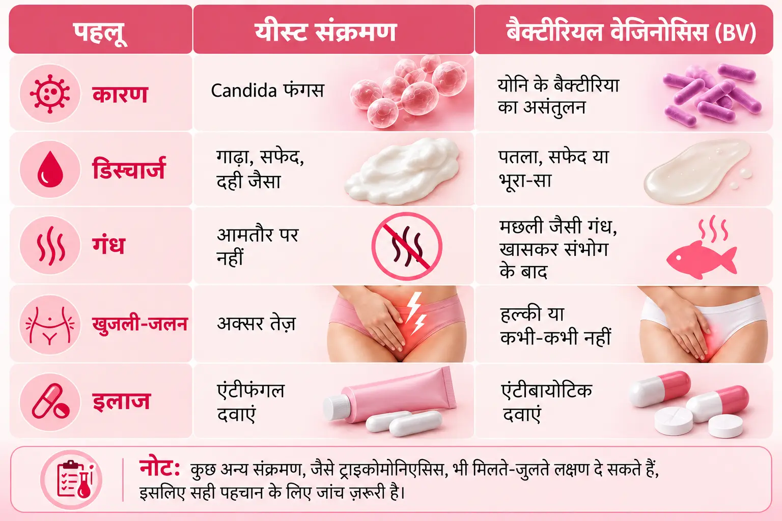 यीस्ट संक्रमण बनाम बैक्टीरियल वेजिनोसिस